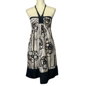 BCBGMaxAzria 100% Silk Floral Halrer Top Mini Party Dress Women's Size 4